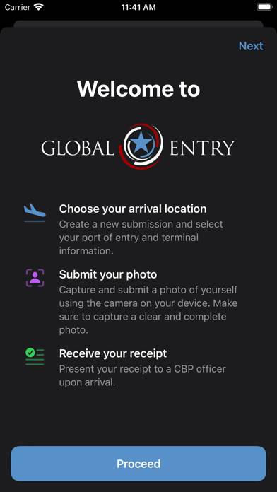 Global Entry Mobile App screenshot