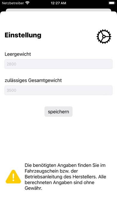 Camper Gesamtgewicht App-Screenshot
