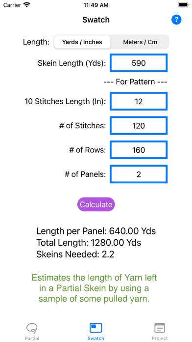 Yarn Amount Calculator App skärmdump