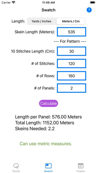 Yarn Amount Calculator App skärmdump