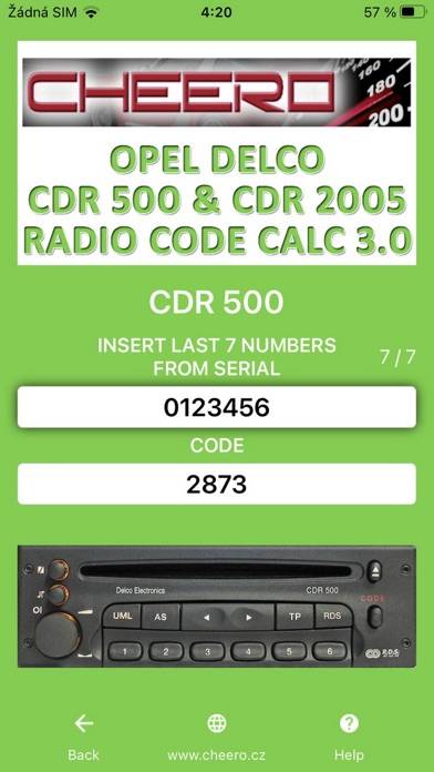 RADIO CODE for OPEL DELCO 500 Captura de pantalla de la aplicación #2