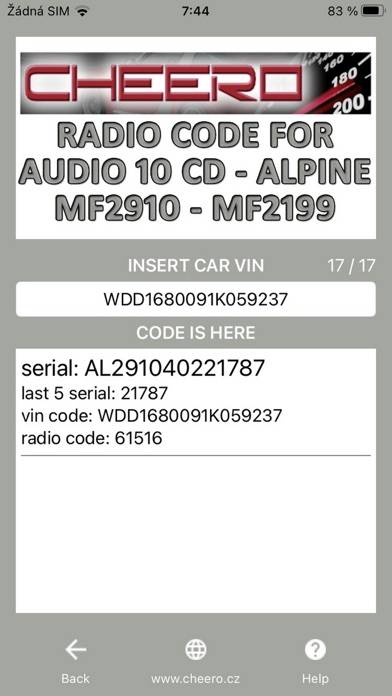 RADIO CODE for MB AUDIO 10 CD Captura de pantalla de la aplicación #4