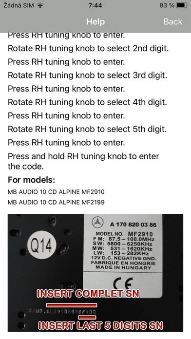 RADIO CODE for MB AUDIO 10 CD Captura de pantalla de la aplicación #5