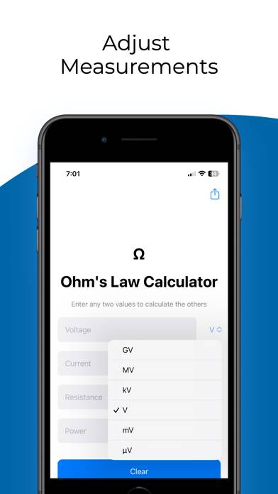 The Ohms Law Calculator App skärmdump