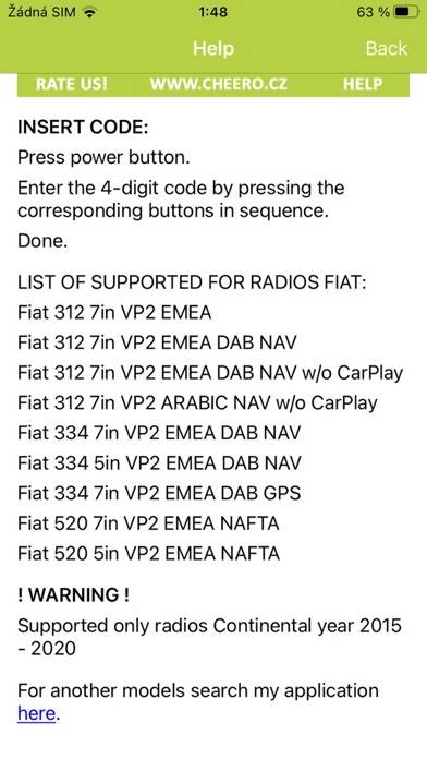 RADIO CODE for FIAT EMEA 7inch Schermata dell'app #4