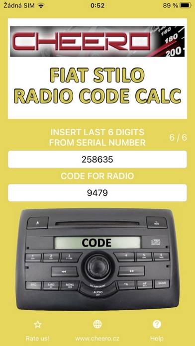 RADIO CODE for FIAT STILO