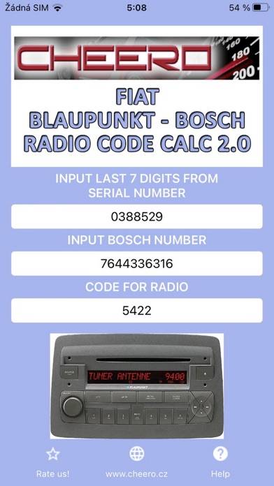 RADIO CODE for FIAT B&B App screenshot #1