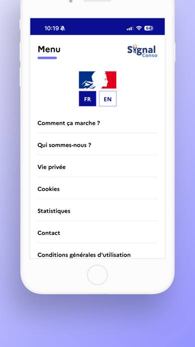 SignalConso Capture d'écran de l'application