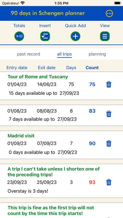 90 days in Schengen planner App-Screenshot #1