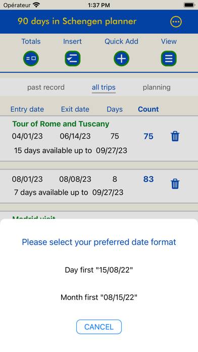 90 days in Schengen planner App-Screenshot #4