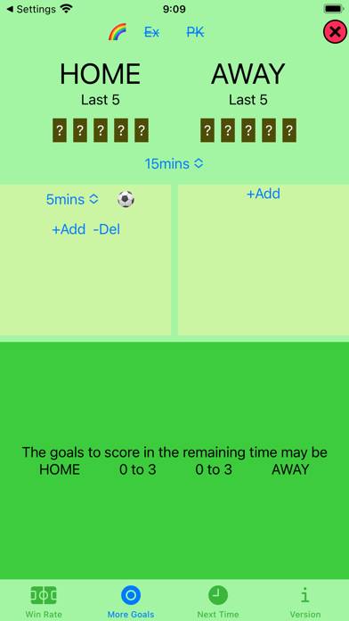 HowManyMoreGoals Schermata dell'app