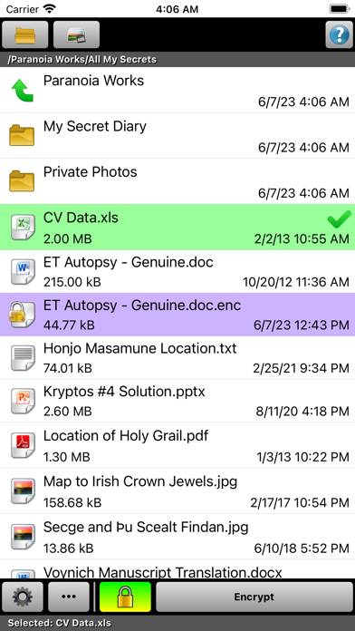 Paranoia File Encryption PRO Captura de pantalla de la aplicación #1