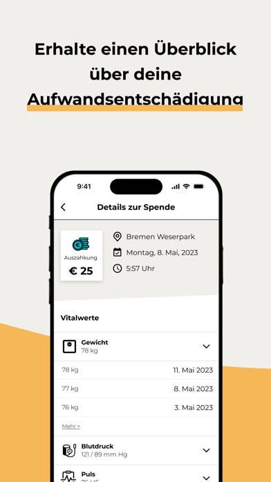 Mein CSL Plasma App-Screenshot