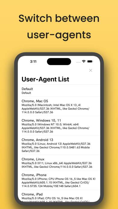 WAS: User-Agent Switcher App screenshot #1