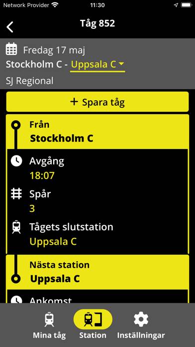 Mina Tåg App skärmdump
