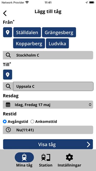 Mina Tåg App skärmdump