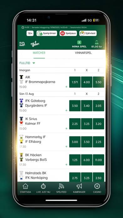 Mr Green Sport & Live odds App skärmdump #4