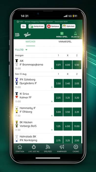 Mr Green Sport & Live odds App skärmdump