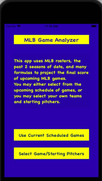 MLB Game Analyzer screenshot