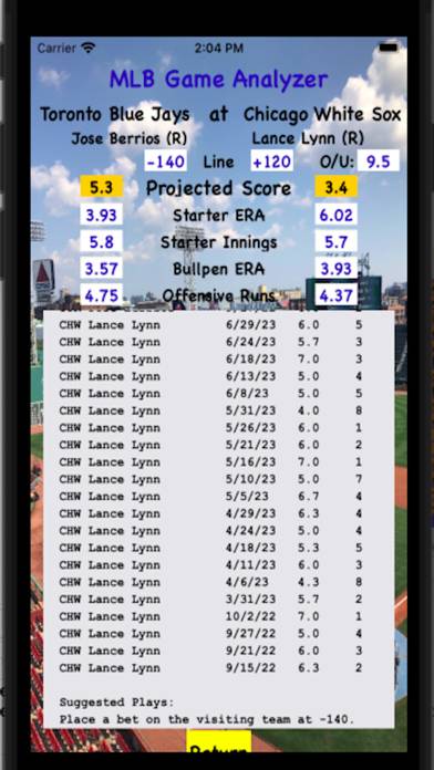 MLB Game Analyzer App screenshot #3