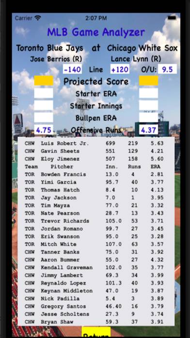 MLB Game Analyzer App screenshot #4