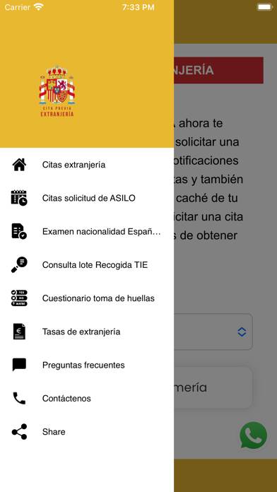 Extranjería app captura de pantalla
