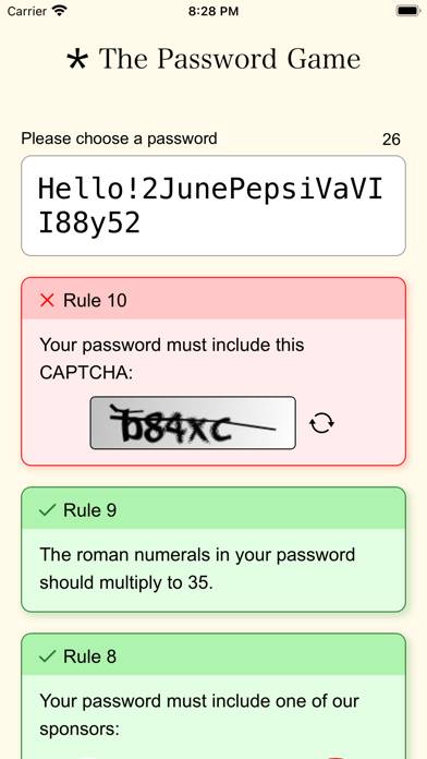 The Password Game * App screenshot #1