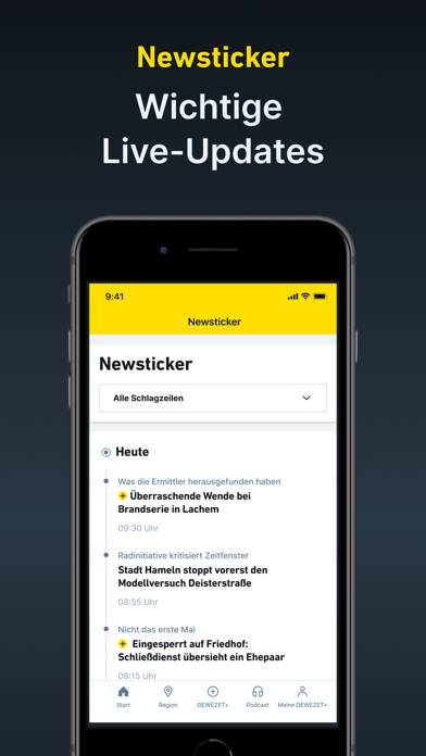 DEWEZET App-Screenshot