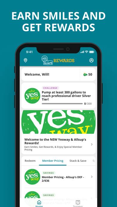 Yesway & Allsup’s Rewards screenshot