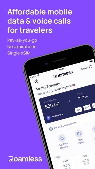 Roamless: eSIM Travel Internet App-Screenshot