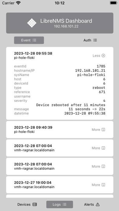 LibreNMS Dashboard Capture d'écran de l'application #5