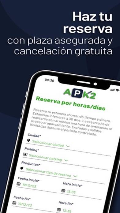 Aparcados Captura de pantalla de la aplicación