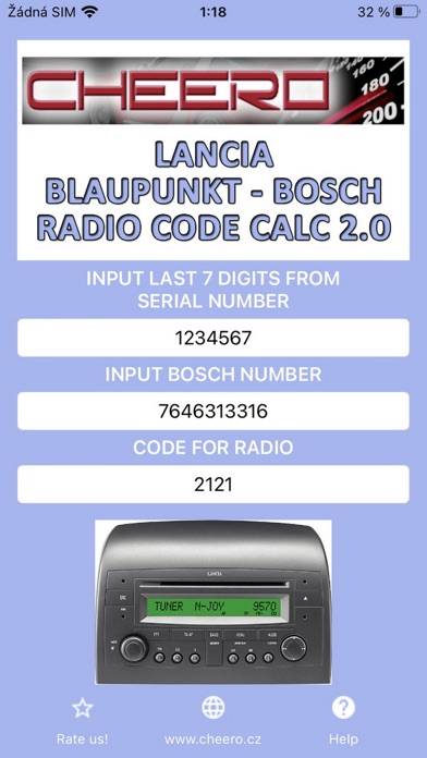 RADIO CODE for LANCIA B&B Schermata dell'app #1