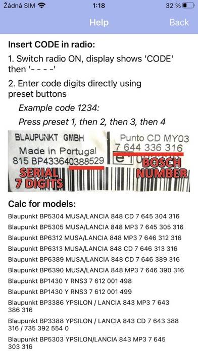 RADIO CODE for LANCIA B&B Schermata dell'app #2