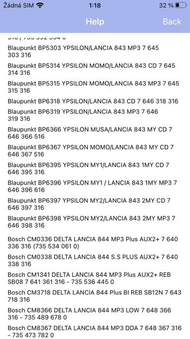 RADIO CODE for LANCIA B&B Schermata dell'app