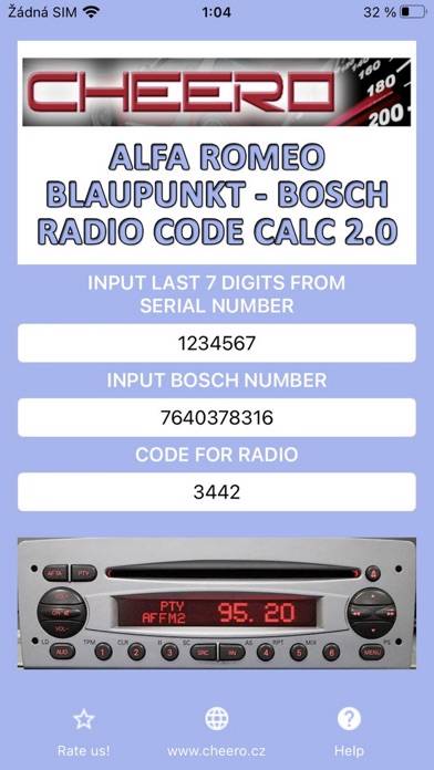 RADIO CODE for ALFA ROMEO B&B Schermata dell'app