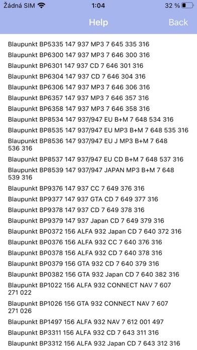 RADIO CODE for ALFA ROMEO B&B Schermata dell'app