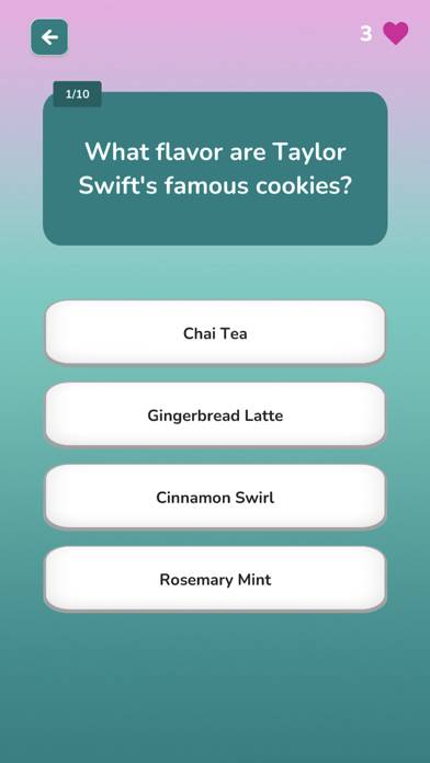 Taylor Swift Trivia Quiz App skärmdump #2