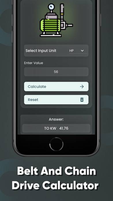 Pulley & Belt calculator App skärmdump