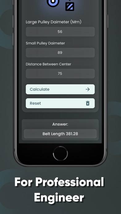 Pulley & Belt calculator App skärmdump