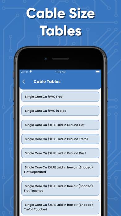 Cable Size Calculators App skärmdump
