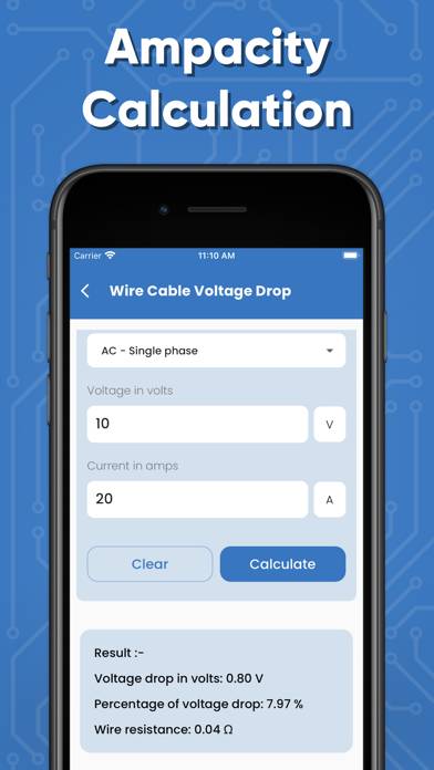 Cable Size Calculators App skärmdump