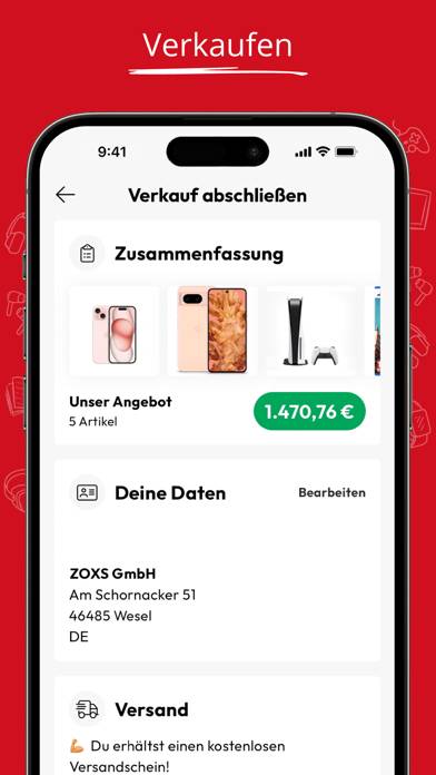 ZOXS: Alles sofort verkaufen App-Screenshot