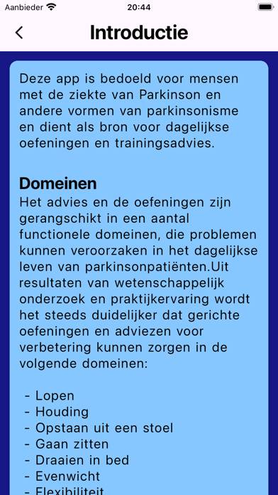 Parkinson-Übungen App-Screenshot