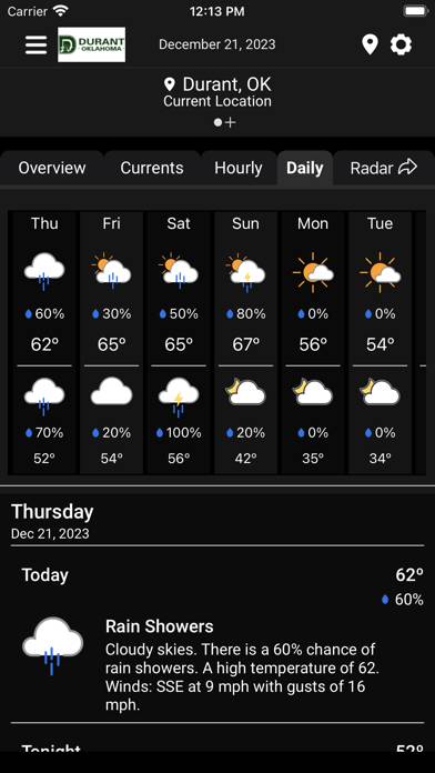 Durant Weather Radar App screenshot