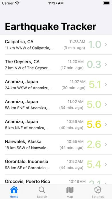 QuakeWatch plus App screenshot