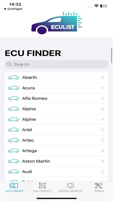 ECUList App skärmdump #2