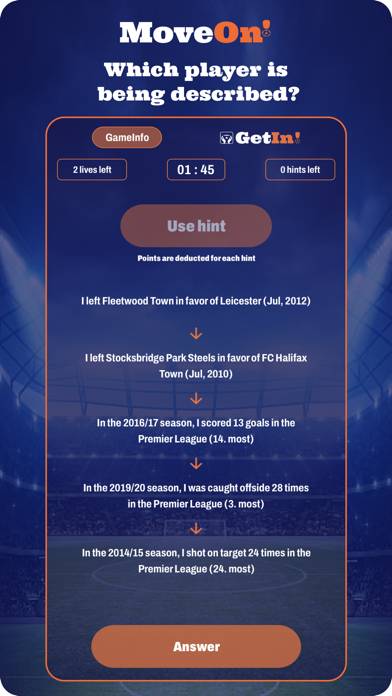 GetIn! FootballQuiz game screenshot