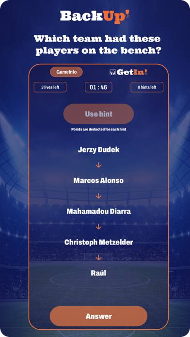 GetIn! FootballQuiz game screenshot