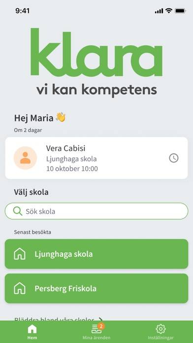 Klara Elevhälsa skärmdump